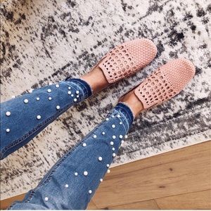 Pearl embellished skinny jeans